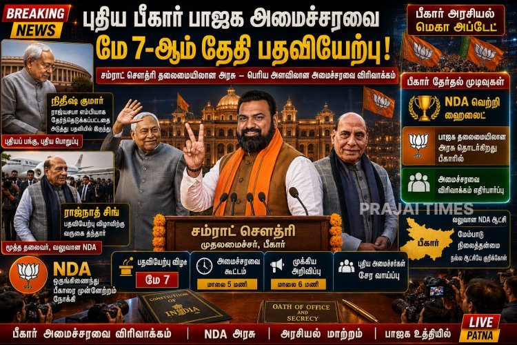 மே 7ல் புதிய பாஜக அமைச்சரவை பதவியேற்பு: பிகார் அரசியலில் புதிய கட்டம்