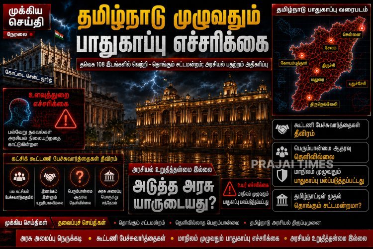 தமிழகத்தில் பாதுகாப்பு எச்சரிக்கை: தொங்கு பேரவையால் பரபரப்பு – ஆட்சி அமைப்பதில் விஜய்க்கு சிக்கல்
