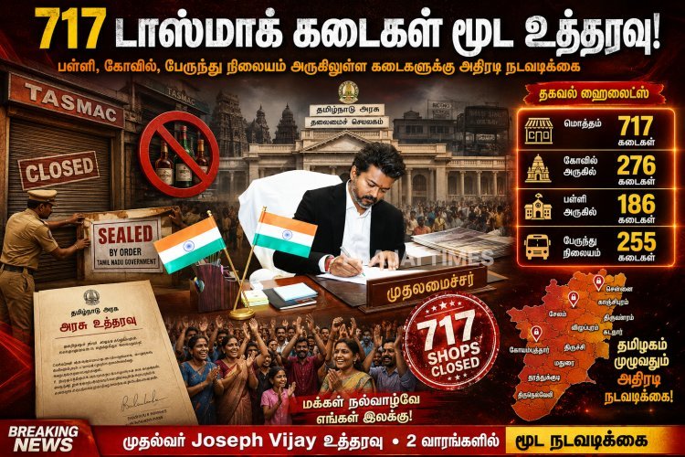 தமிழகத்தில் 717 டாஸ்மாக் கடைகள் மூட உத்தரவு – முதல்வர் ஜோசப் விஜய் அதிரடி நடவடிக்கை!