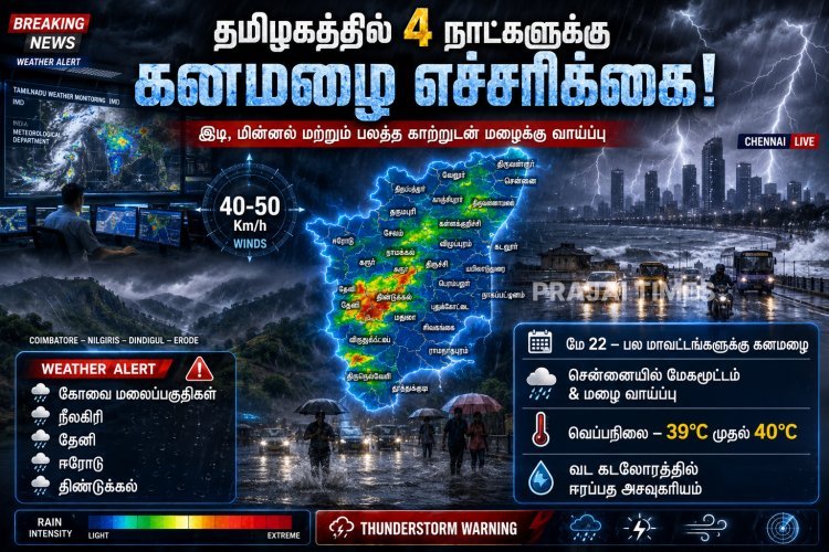 தமிழகத்தில் 4 நாட்களுக்கு மழை.. பல மாவட்டங்களுக்கு கனமழை எச்சரிக்கை!