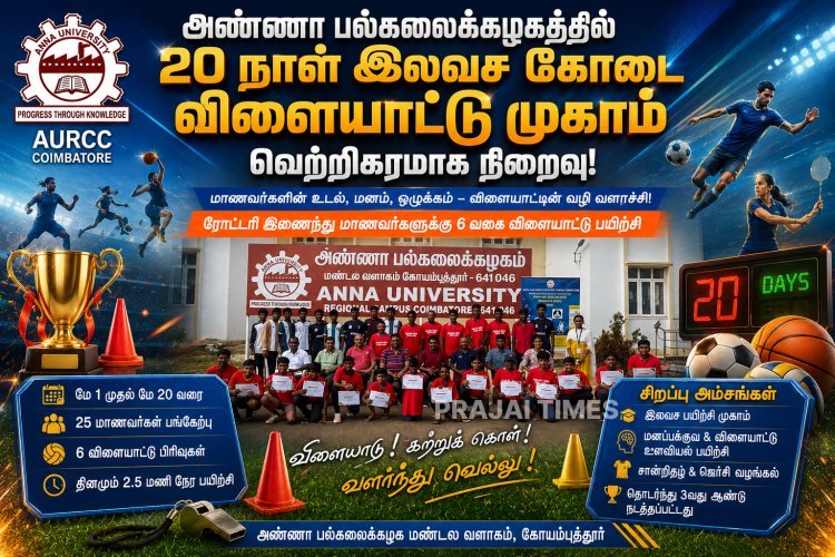 அண்ணா பல்கலைக்கழகம் – ரோட்டரி இணைந்து குழந்தைகளுக்கான 20 நாள் கோடை விளையாட்டு முகாம் நடத்துகிறது!