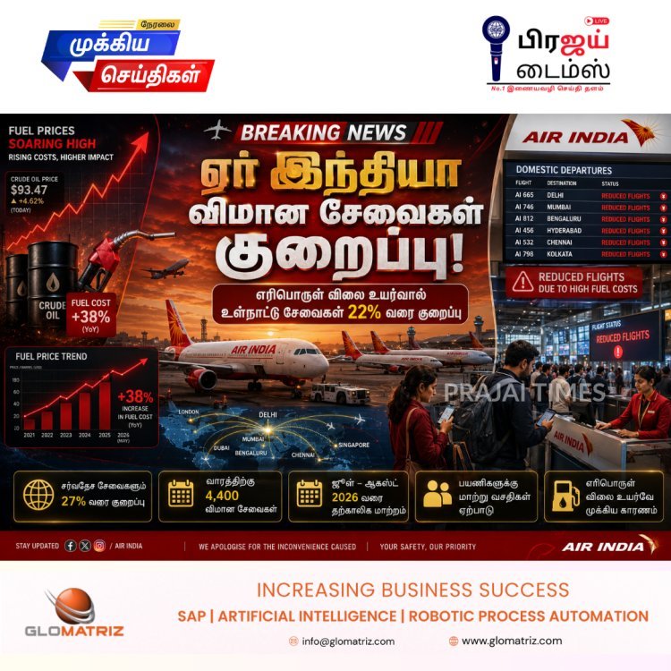 எரிபொருள் விலை தாக்கம்.. உள்நாட்டு விமான சேவைகளை 22% குறைக்கும் ஏர் இந்தியா!
