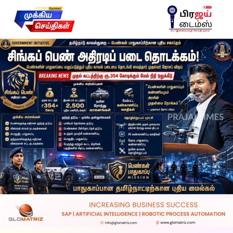 சிங்கப் பெண் அதிரடிப் படைக்கு ரூ.354 கோடி ஒதுக்கீடு: 2,500 புதிய பணியிடங்கள் உருவாக்கப்படும் என முதல்வர் விஜய் அறிவிப்பு