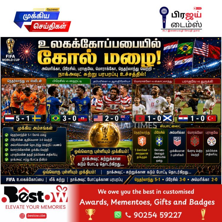 நெதர்லாந்தின் 5 கோல் அதிரடி, பிரேசில் மற்றும் அமெரிக்கா அசத்தல் வெற்றி: உலகக்கோப்பையில் நாக்அவுட் போட்டி கடும் போட்டி!