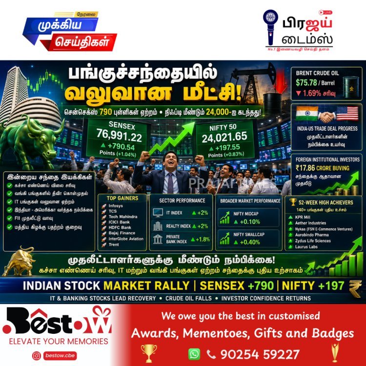 பங்குச் சந்தை அதிரடி மீட்சி.. சென்செக்ஸ் 790 புள்ளிகள் பாய்ச்சி, நிஃப்டி மீண்டும் 24,000 புள்ளிகளை கடந்தது!