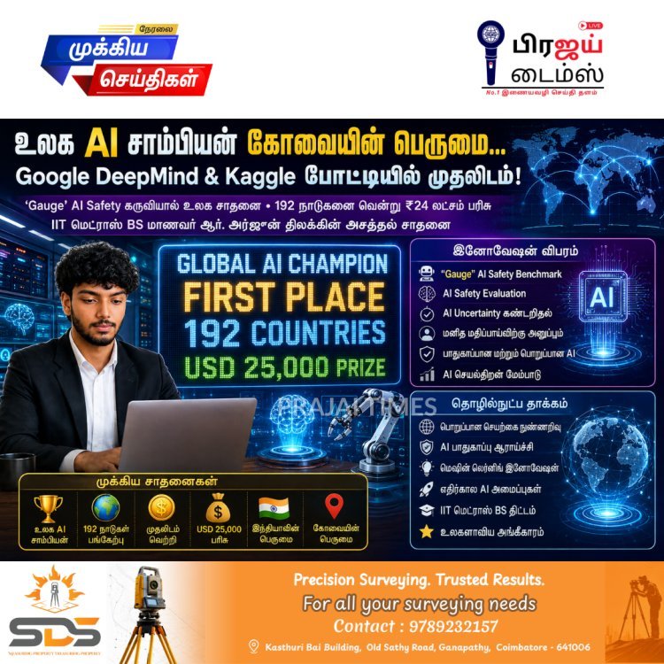 கோவைக்கு உலகப் பெருமை! AI உலக சாம்பியன் பட்டம் வென்ற ஆர். அர்ஜுன் திலக்