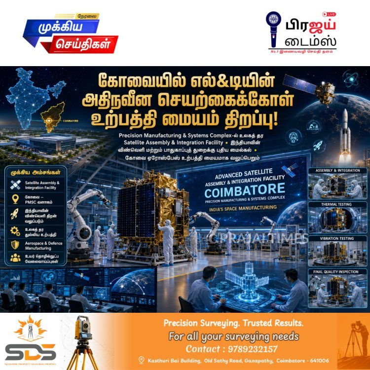 விண்வெளி துறையில் கோவையின் மாபெரும் சாதனை: எல்&டி அதிநவீன செயற்கைக்கோள் உற்பத்தி மையம் திறப்பு