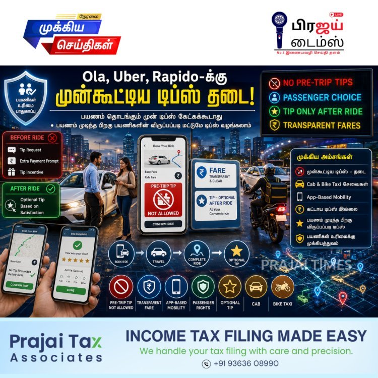 ஓலா, உபர், ரேபிடோவில் பயணம் தொடங்கும் முன் டிப்ஸ் கேட்கத் தடை: அரசு அதிரடி உத்தரவு