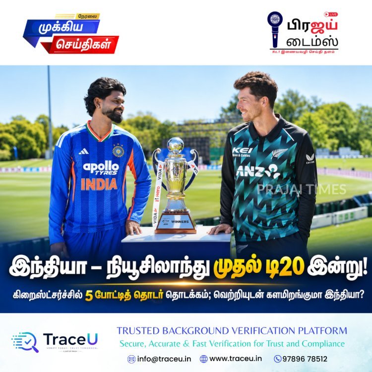 இந்தியா - நியூசிலாந்து முதல் டி20 இன்று! கிறைஸ்ட்சர்ச்சில் 5 போட்டிகள் கொண்ட தொடர் தொடக்கம்